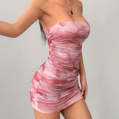 Sexy Spaghetti Straps Printing Mini Dresses