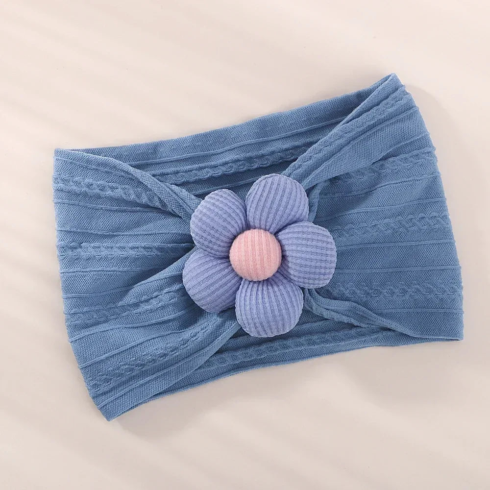 1Pc Soft Nylon Headscarf Astique Suitable for Newborn Baby Girl Flower Headband Elastic Hairband Turban Toddler Hair Accessories