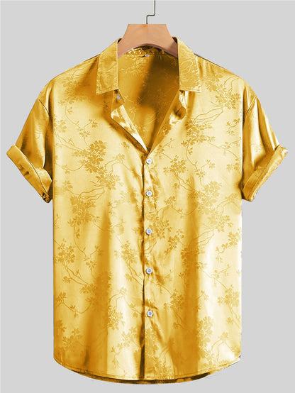 Men's Embroidered Short-sleeved Shirts for Men's Hawaiian Shirts