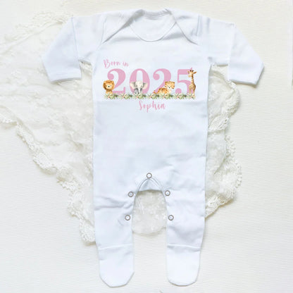 Custom Name Born in  Print Infant Sleepsuit Long Sleeve Baby Romper Casual Pregnancy Announcement Jumpsuit Babys Birth Gifts