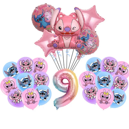 Disney Pink Lilo&Stitch Birthday Party Decorations Disposable Plate Angel Balloon Baby Shower Girls Birthday Party Supplies