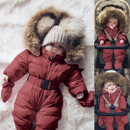 Winter Hooded Jumpsuit for Girls Boys Baby Ski Clothing Overalls Snowsuit for Children Kids Ski Coat Jacket Rompers 1/2 Years 2T
