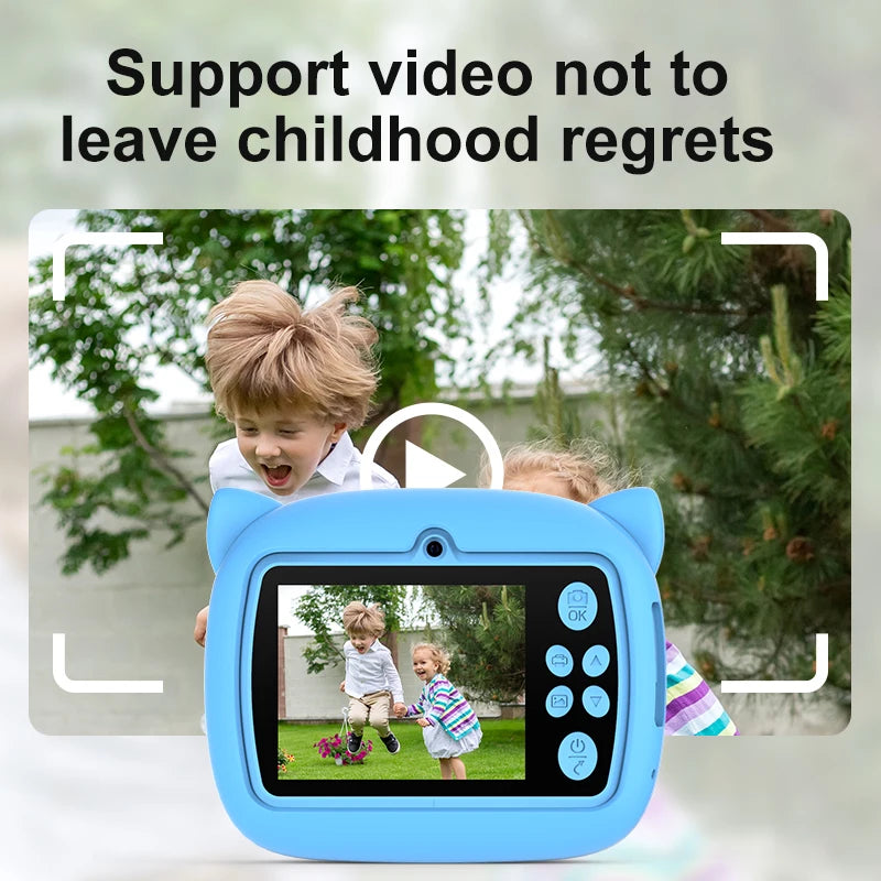 Children Digital Camera Instant Print for Kids Thermal Print Rabbit Camera Instant Photo Printing Camera Video Toys+32G Memory