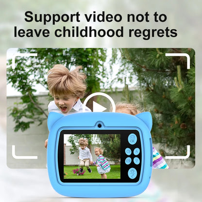 Children Digital Camera Instant Print for Kids Thermal Print Rabbit Camera Instant Photo Printing Camera Video Toys+32G Memory