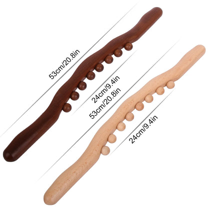 New 8 Beads Gua Sha Massage Stick Carbonized Wood Back Body Meridian Scrapping Therapy Wand Muscle Relaxing Acupuncture Massager