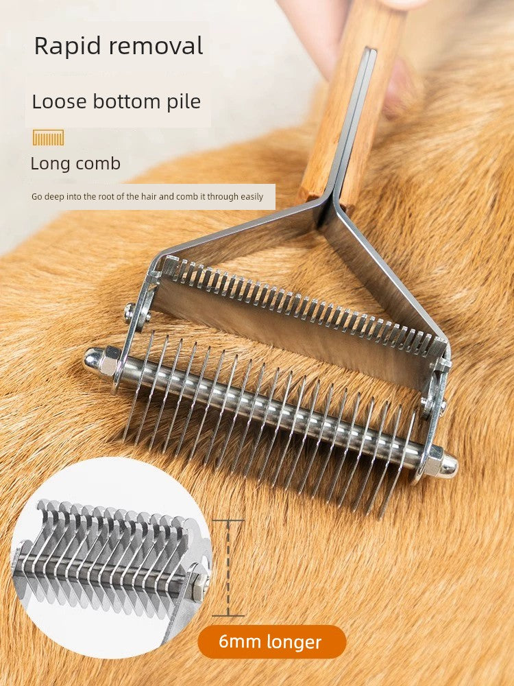 Dog Hair Comb Knot Untying Comb Longhair Special Pet Cat Bottom Velvet Handy Gadget Faded Hair Large Dog Golden Retriever Cleaning Brush