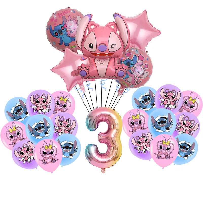Disney Pink Lilo&Stitch Birthday Party Decorations Disposable Plate Angel Balloon Baby Shower Girls Birthday Party Supplies