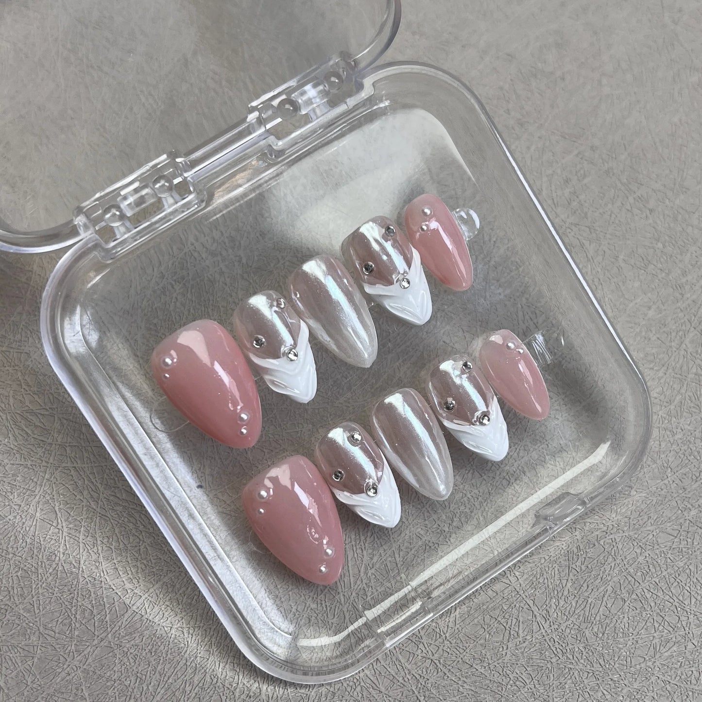 10pcs Handmade Press on Nails 3D Colorful Aurora Butterfly Design