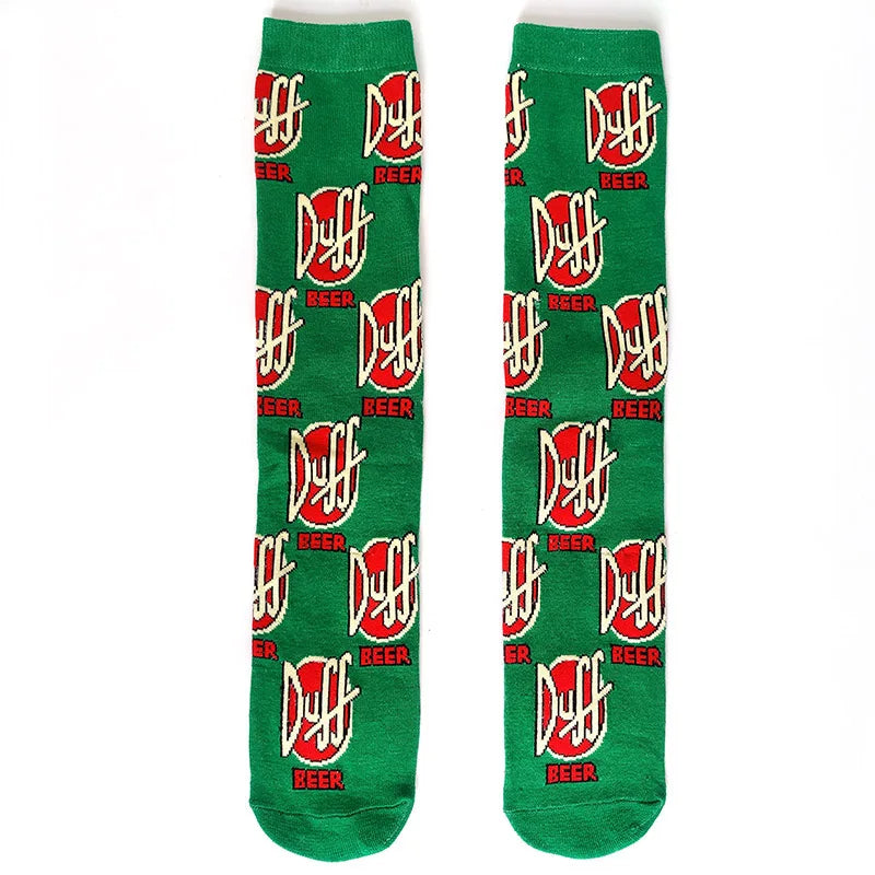 Simpsons Cartoon Anime Funny Socks Men Hip Hop Print Novelty Crazy Sokken Hip Hop Unisex Comfortable Skateboard Happy Meias