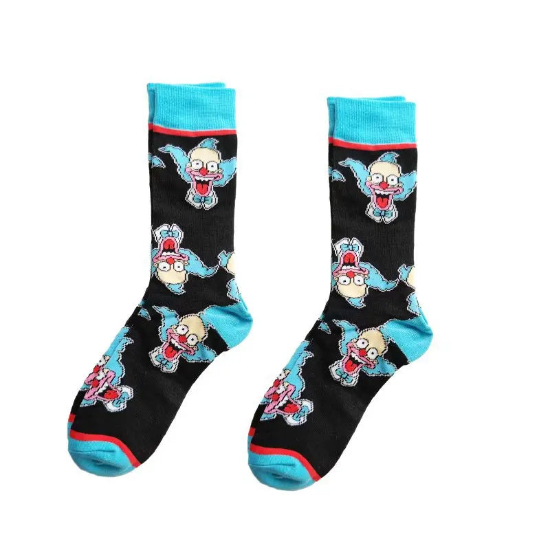 Simpsons Cartoon Anime Funny Socks Men Hip Hop Print Novelty Crazy Sokken Hip Hop Unisex Comfortable Skateboard Happy Meias