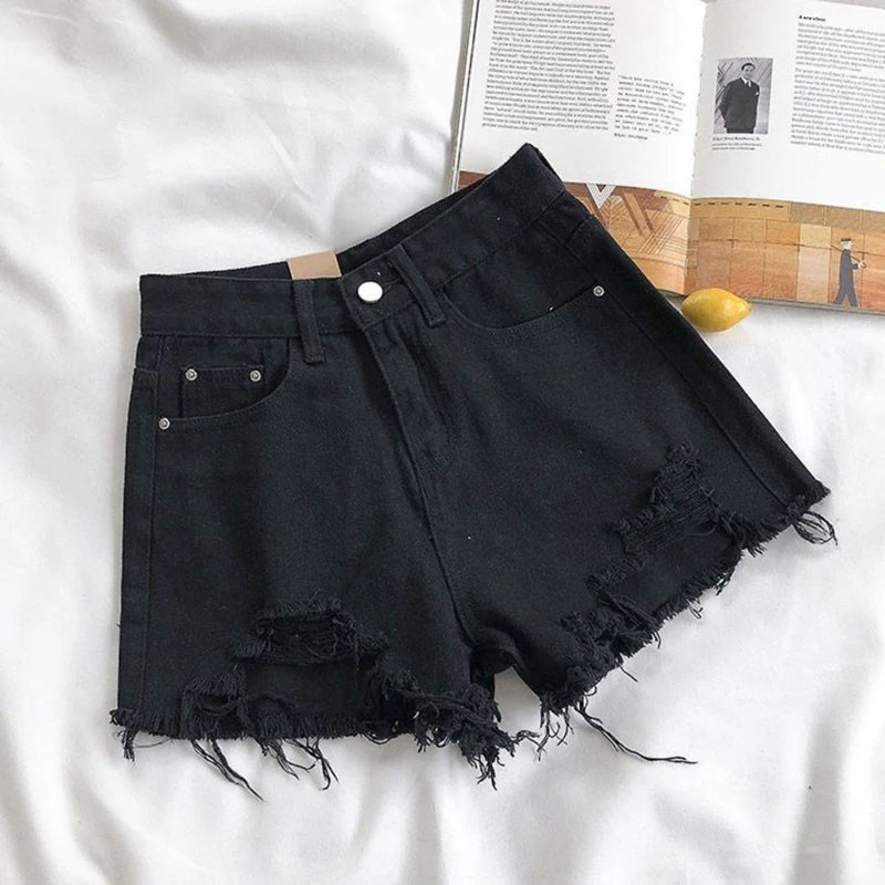 Denim Holes Shorts For Women  Fashion High WaistWide Leg Short Jeans