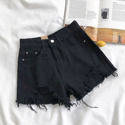 Denim Holes Shorts For Women  Fashion High WaistWide Leg Short Jeans