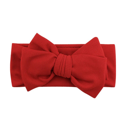 Solid Ribbed Cotton Baby Headband Big Bow Double Layers Knotted Headwraps Newborn Boys Girls Elastic Hair Bands Accessories