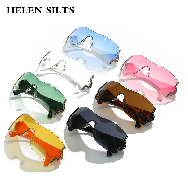 2000'S Fashion One Piece Sunglasses Women Luxury Shiny Crystal Sun Glasses
