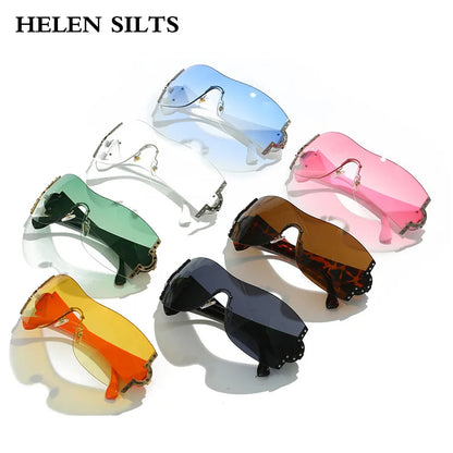 2000'S Fashion One Piece Sunglasses Women Luxury Shiny Crystal Sun Glasses