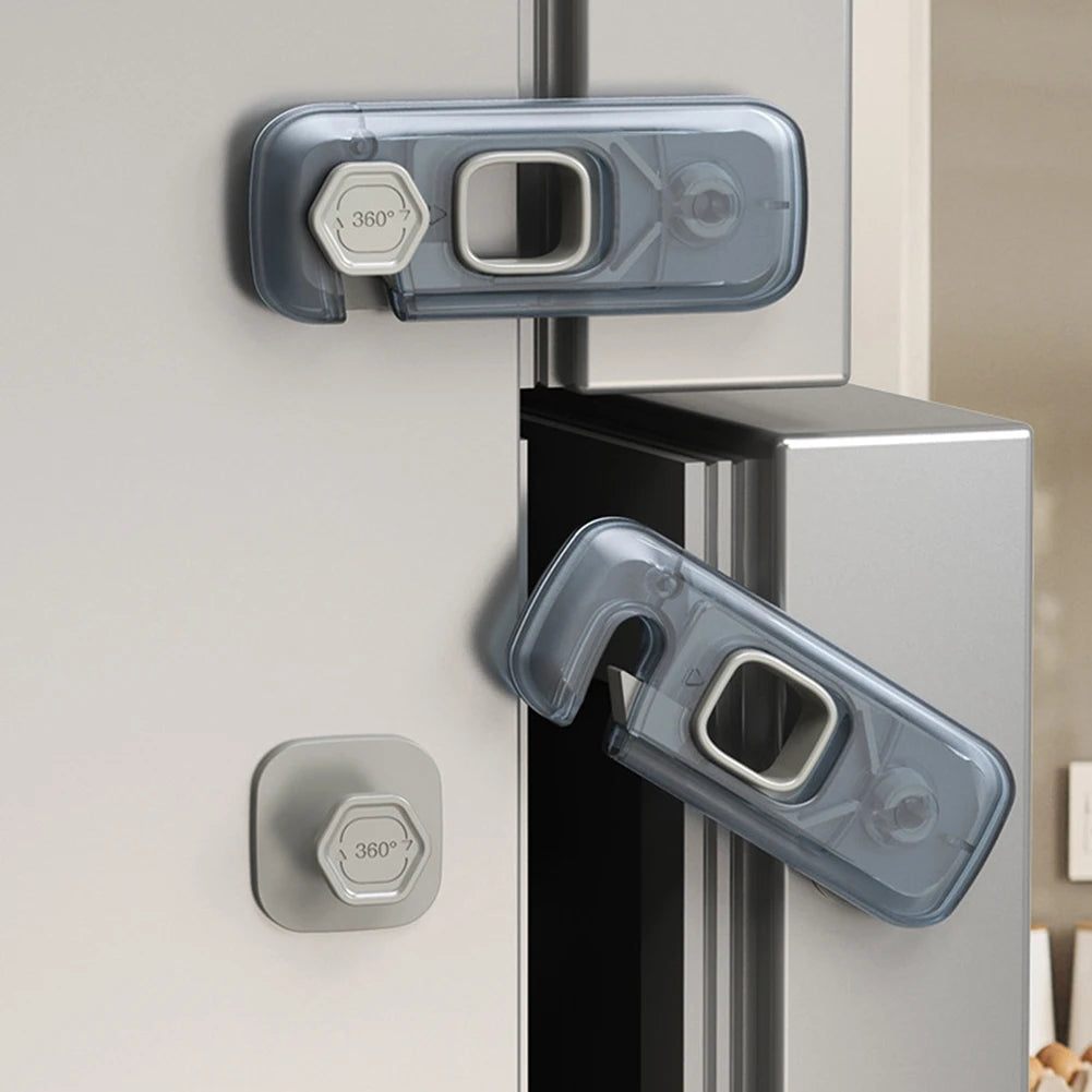5pcs Home Refrigerator Lock Self-Adhesive Fridge Freezer Door Catch Lock Toddler Kids Child Cabinet Safety Lock Baby Safety Lock