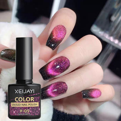 6ml Jelly Nude/Pink/Blue Cat Eye Magnetic Nail Gel Polish Glitter Silk Mirror Cat Eye's Gel Varnish Soak Off UV Gel Nail Polish