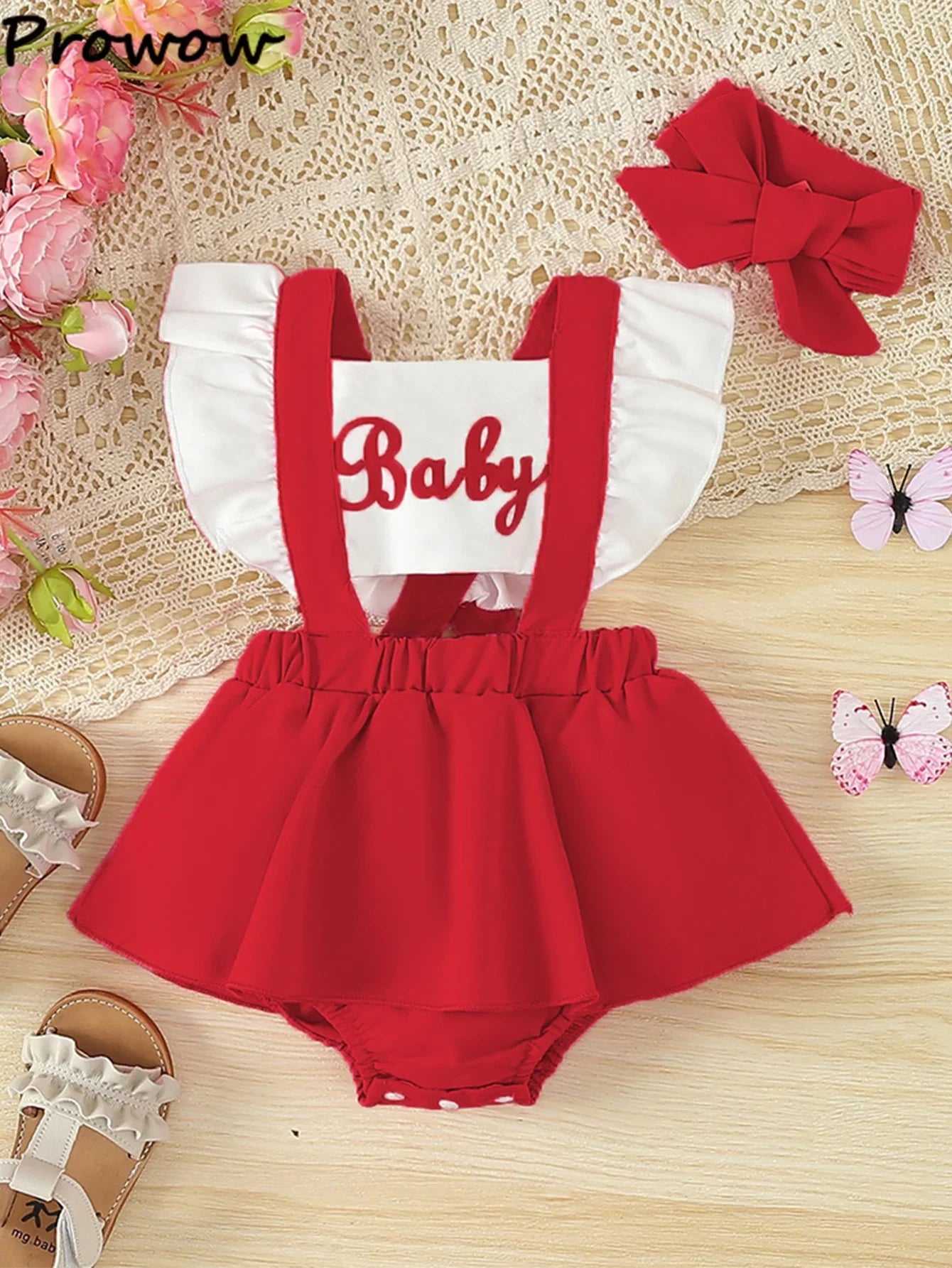 Prowow Baby Girl Clothes Summer Letter Printed Patchwork Backless Bodysuit Dress For Infants Newborn Baby Girls Rompers Dress