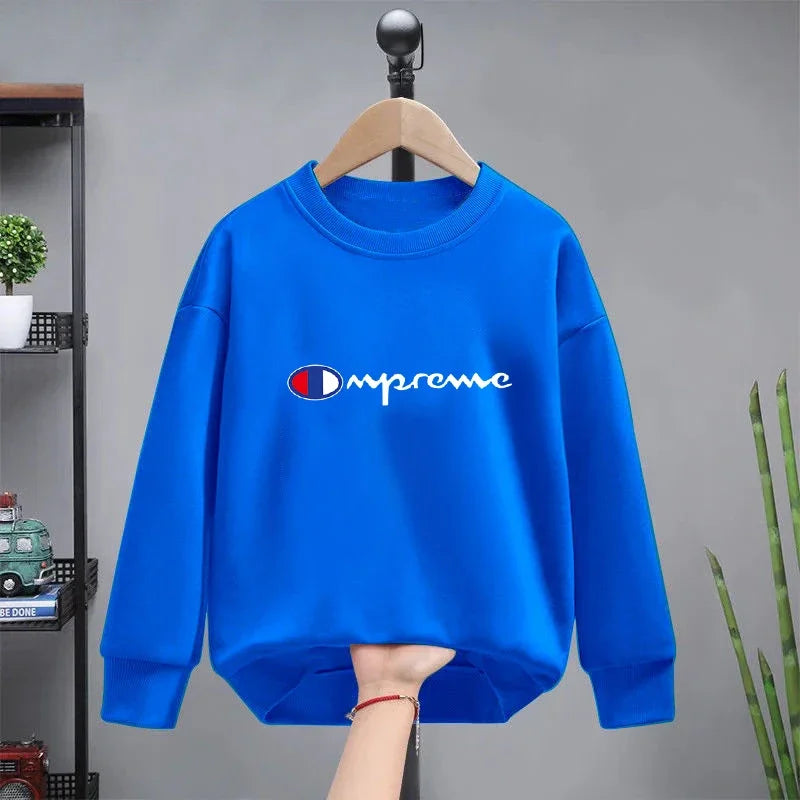 Hot Selling Large Children's Black Hoodie Boys and Girls Baby New Cotton Printed Top Spring and Autumn Fashion Casual Coat