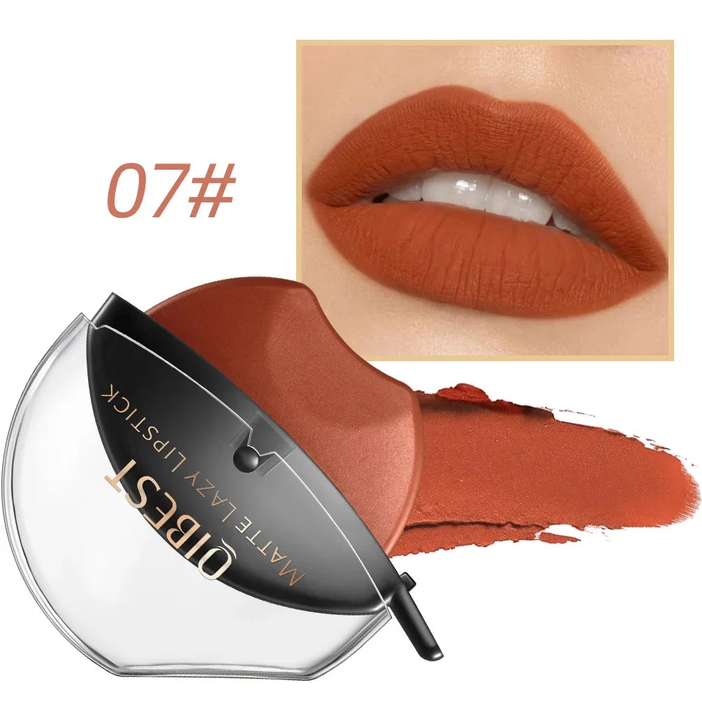 Lip-shaped Lipstick Makeup Lazy Lipstick Velvet Matte Moisturizing Lip Gloss Waterproof Non-stick Cup Long Lasting Makeup