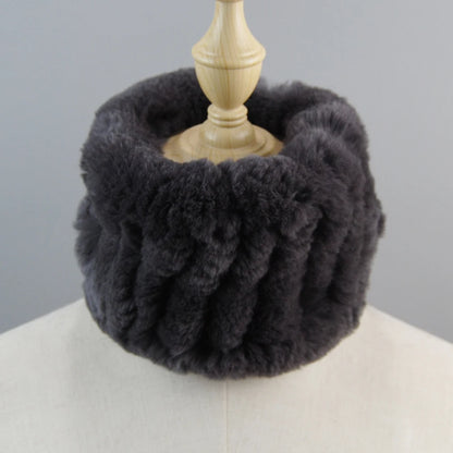 Good Elastic Rex Rabbit Fur Ring Scarves Winter Warm Women Genuine Rex Rabbit Fur Scarf Knitted Real Natural Fur Wraps Headbands