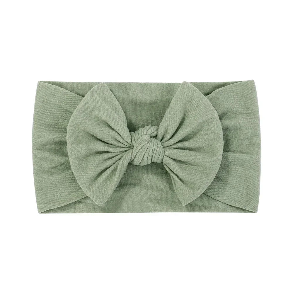 1Pc Simple Solid Color Broadside Bowknot Headband for Baby Girl Elastic Hair Band Basic Turban Headwear Infant Hair Accessories