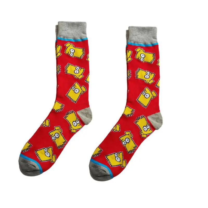 Simpsons Cartoon Anime Funny Socks Men Hip Hop Print Novelty Crazy Sokken Hip Hop Unisex Comfortable Skateboard Happy Meias