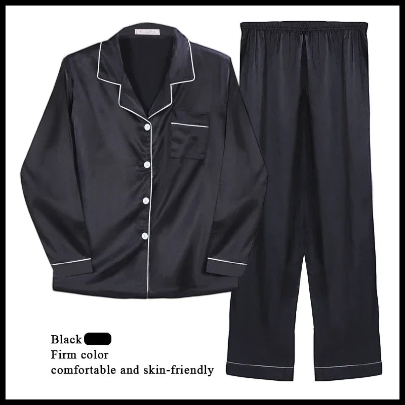 M-XXL On Sale Silk Satin Pajamas Suit Women Full Sleeve Lounge Homewear Clothes Loose Home Pyjamas Nightwear Clearance Sale