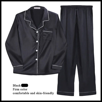 M-XXL On Sale Silk Satin Pajamas Suit Women Full Sleeve Lounge Homewear Clothes Loose Home Pyjamas Nightwear Clearance Sale