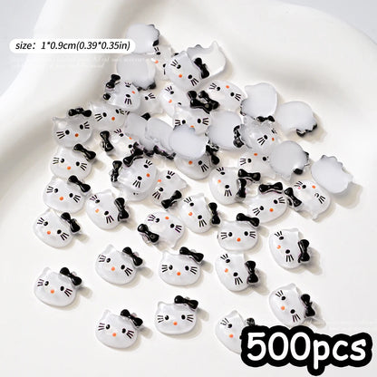 500pcs Cute Sanrio Nail Art Charms 3D Pink Bow Hello Kitty Cinnamoroll Nail Decoration