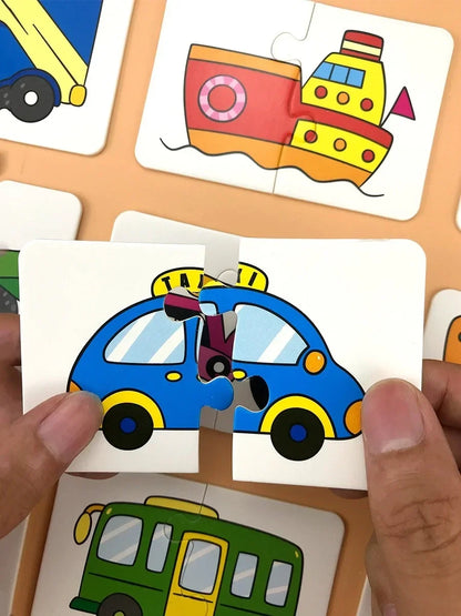 32Pcs Montessori Toddler Card Matching Game Early Education Puzzle Toys Cartoon Jigsaw Toys Color Shape Cognitive Training Gift