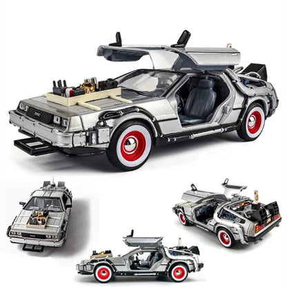 Welly 1:24 DMC-12 DeLorean Time Machine Back to the Future Car Model Diecast Metal Toy Car Model Simulation Collection Kids Gift