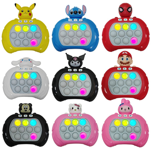 Spider-Man & Stitch Quick Push Bubbles Game Machine Unisex Fun Whac-A-Mole Squeezing Anti Stress Sensory Bubble Fidget Toy Gifts