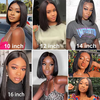 14Inch Wear And Go Glueless Wigs Short Straight Human Hair Bob Straight PreCut Lace Frontal Wigs Upgraded No Glue Wigs For Women