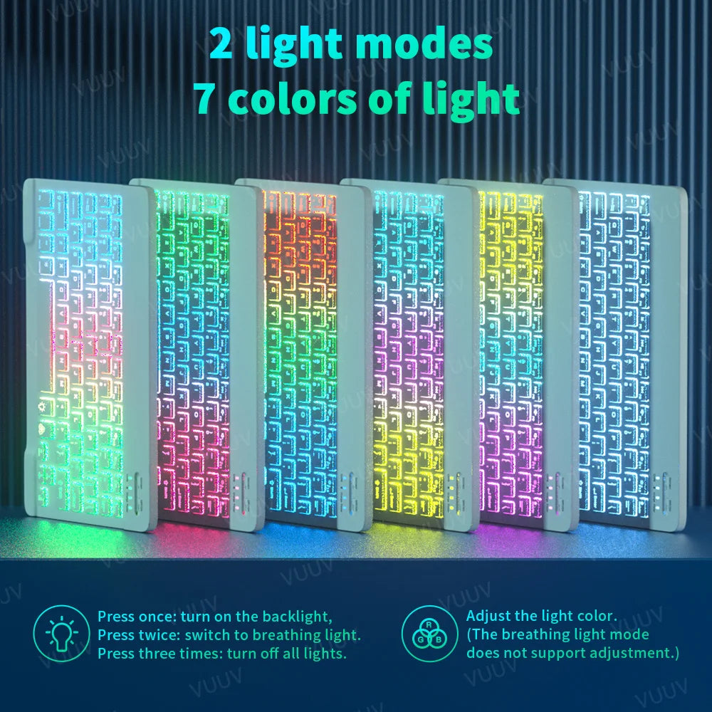 Wireless Bluetooth Keyboard for iPad Tablet Cell Phone Slim Backlit Rechargeable Tablet Keyboard Spanish Korean for Xiaomi Pad 6