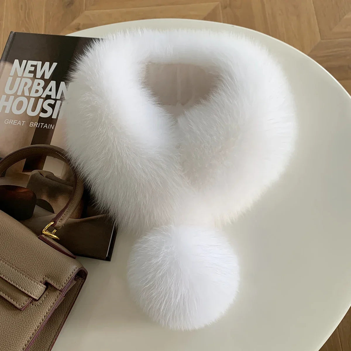 Winter New Imitating Fox Fur Scarf with Pom Pom Fashion Warm Genuine Fur Scarves Thick Warm