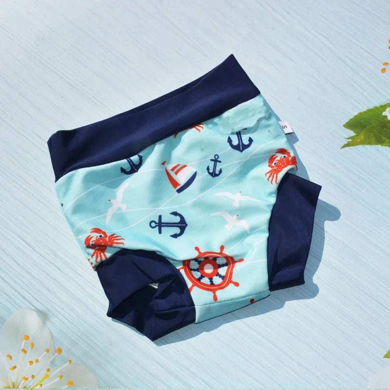 Eezkoala Leakproof Swimming Diaper Newborn Baby High Waist Swim Nappies Washable Sunproof Baby Swimwear Cloth Nappys