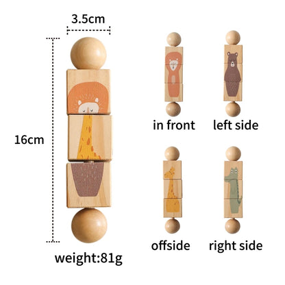 Baby Wooden Rattle Montessori Toy Hand Bell Hand-on Develop Ability Toy Baby 0 12 Months Animal Rotating Puzzle Educational Toy