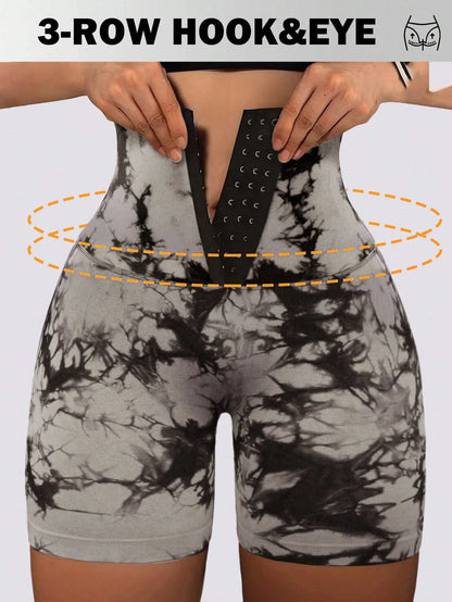 Breastplate Tie Dye High Waist Shorts