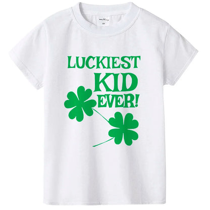 Happy St Patricks Day Kids Party Tshirt Luckiest Boys Girls Kids White T-shirt First St Patricks Outfit Clothes Fashion Tops Tee