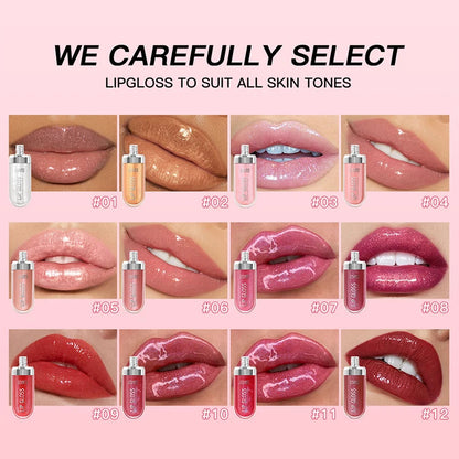 12 Colors Glitter Lip Gloss Long Lasting Diamond Pearlescent Metallic Liquid Lipstick