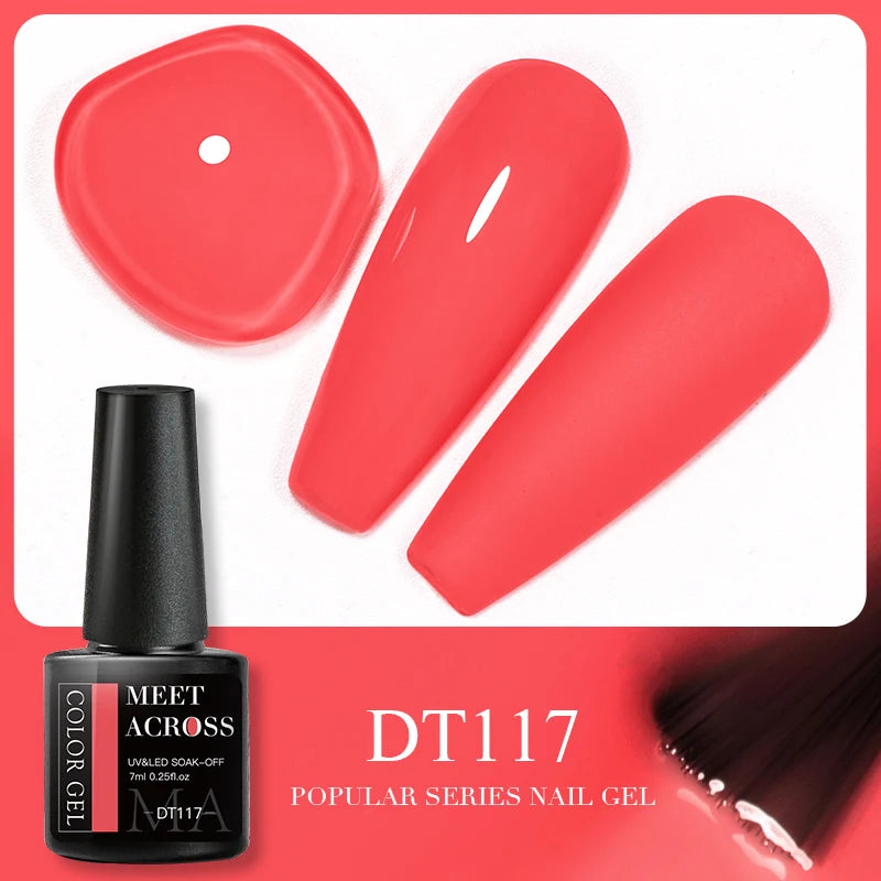 MEET ACROSS 7ml Brown Series Gel Nail Polish Autumn Coffee Color Nail Art Gel Nail Supplies Semi-Permanent Varnish Manicure