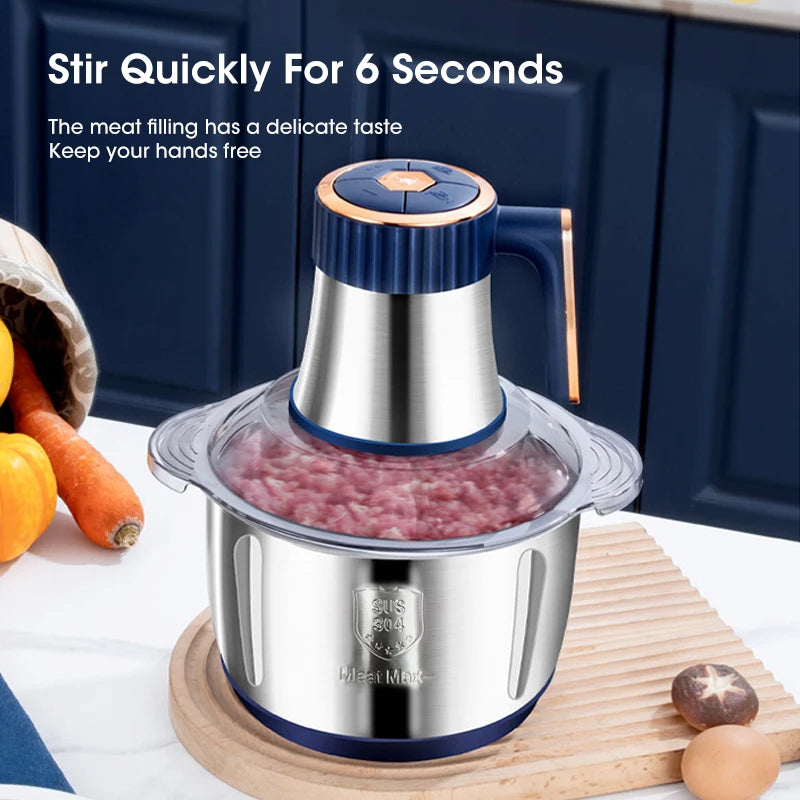 5L Electric Meat Grinder Large Capacity Stainless Steel Mixer Kitchen Vegetable and Meat Grinder Multifunctional Household Mixer