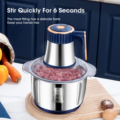 5L Electric Meat Grinder Large Capacity Stainless Steel Mixer Kitchen Vegetable and Meat Grinder Multifunctional Household Mixer