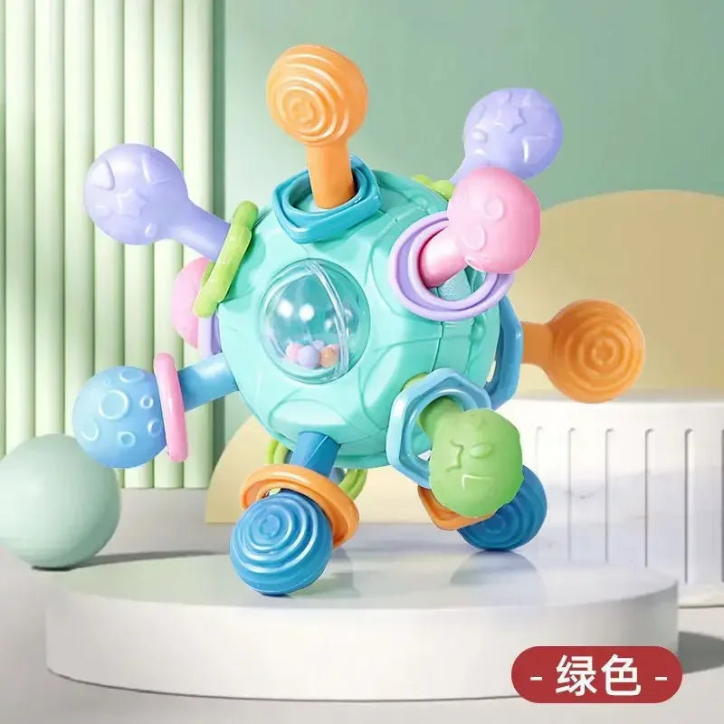 Baby Toys 0 1 2 Months Rotating Rattle Ball Grasping Activity Baby Development Toy Silicone Rattles Baby Sensory Toys for Babies