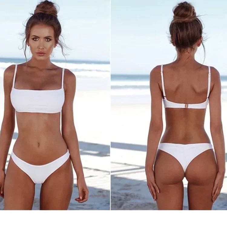 2024 New Sexy Push Ups No Padded Brazilian Bikini Sets Women's Retro Swimwear Swimwear Beach Sets Bikini Swimwear Straight