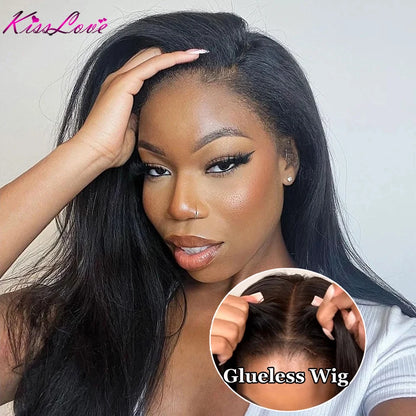 Glueless Wigs Kinky Straight 13x4 Lace Front Human Hair