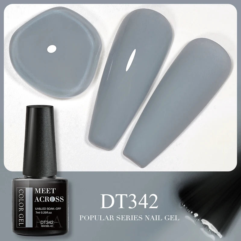 MEET ACROSS 7ml Brown Series Gel Nail Polish Autumn Coffee Color Nail Art Gel Nail Supplies Semi-Permanent Varnish Manicure