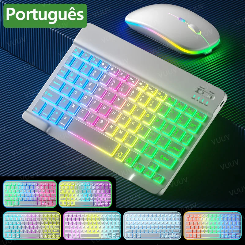 Wireless Bluetooth Keyboard for iPad Tablet Cell Phone Slim Backlit Rechargeable Tablet Keyboard Spanish Korean for Xiaomi Pad 6