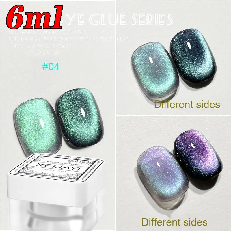 6ml Jelly Nude/Pink/Blue Cat Eye Magnetic Nail Gel Polish Glitter Silk Mirror Cat Eye's Gel Varnish Soak Off UV Gel Nail Polish